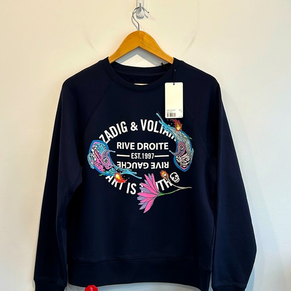 NEW Zadig & Voltaire Print Crew Neck Sweatshirt - Picture 1 of 6